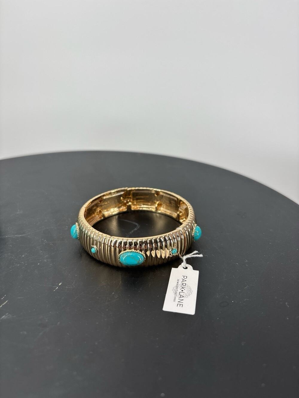 BNWT Park Lane Rae Bangle Bracelet Gold Turquoise Cabochon Beaded Stretch Design